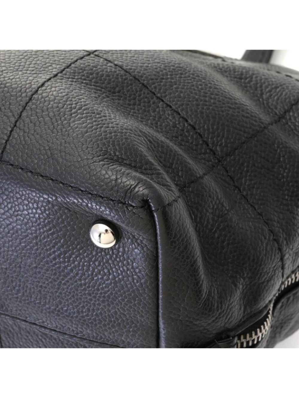 Chanel Choco Bar Line Black Silver Handbag Caviar Leather - Picture 8 of 10
